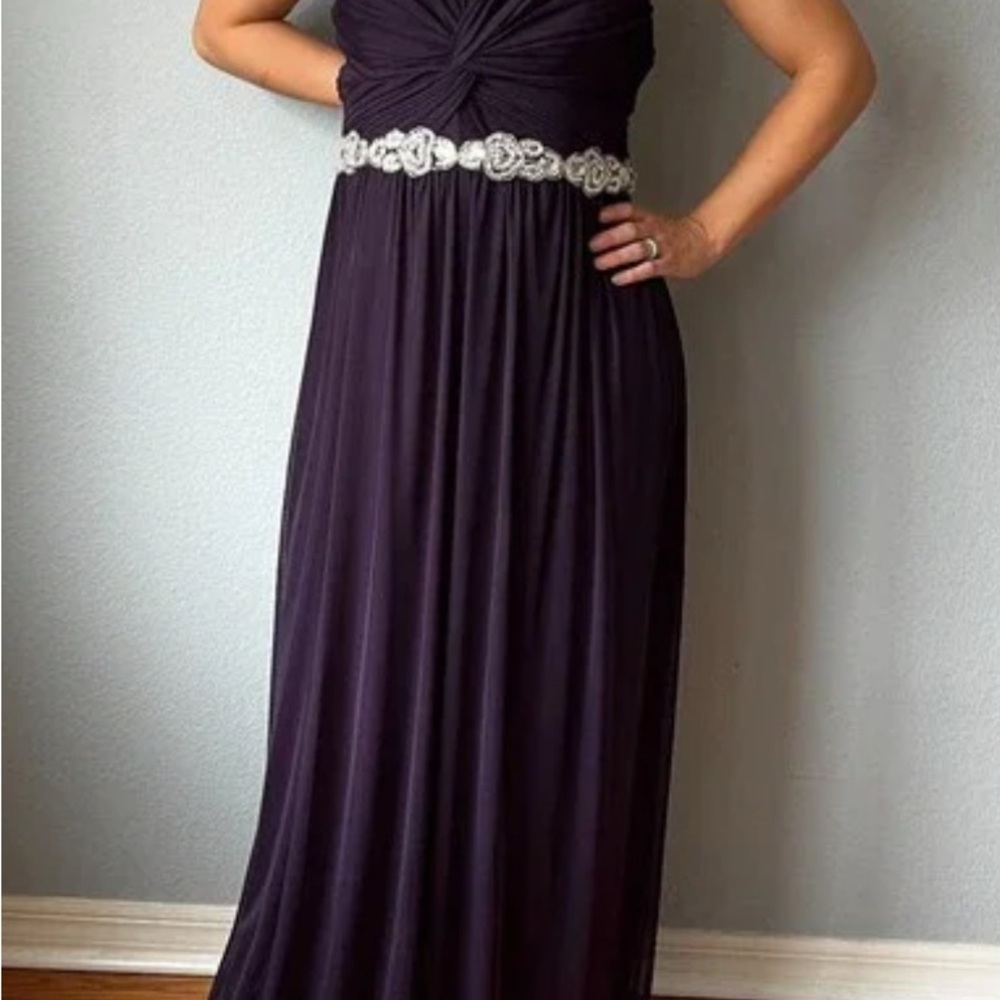 City Triangles Sz 17 Deep Purple Strapless Dress with Jewel Embellished Waist - Picture 3 of 12